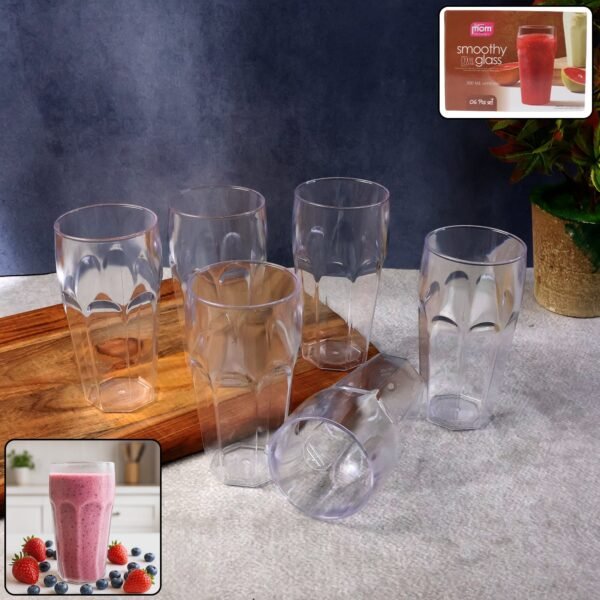 supermom transparent smoothy glass set (approx 300ml / 6 pc)