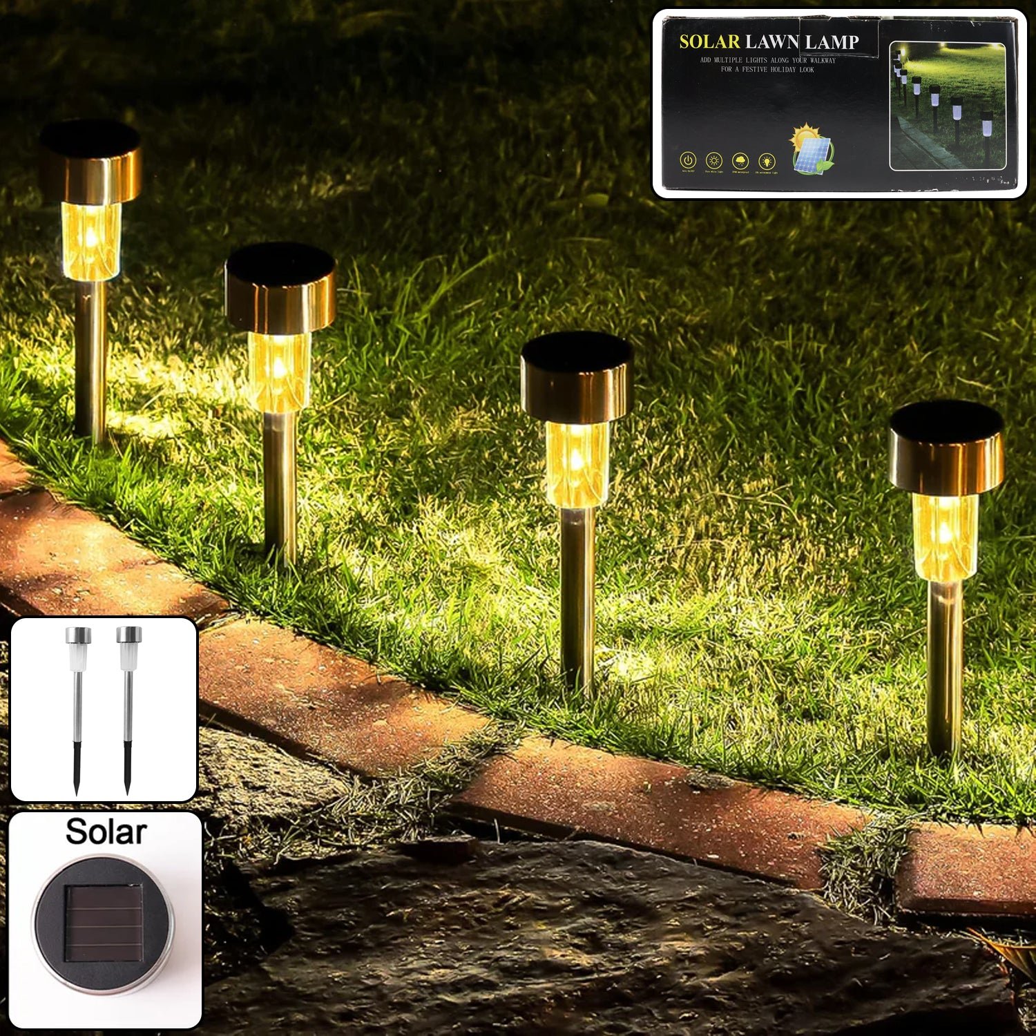 solar lawn lamp set of 12 pc