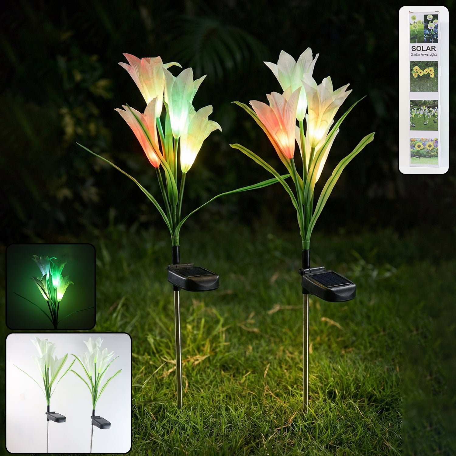 solar garden flower lights (2pc set)