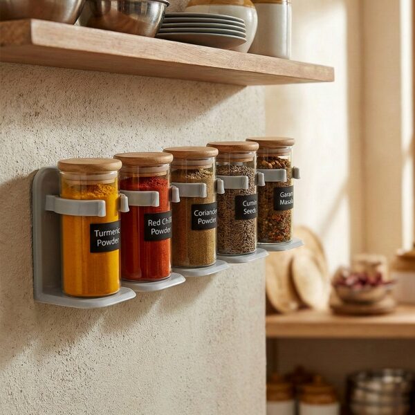 wall mounted adjustable spice rack organizer (1 pc) wall mounted adjustable spice rack organizer (1 pc)