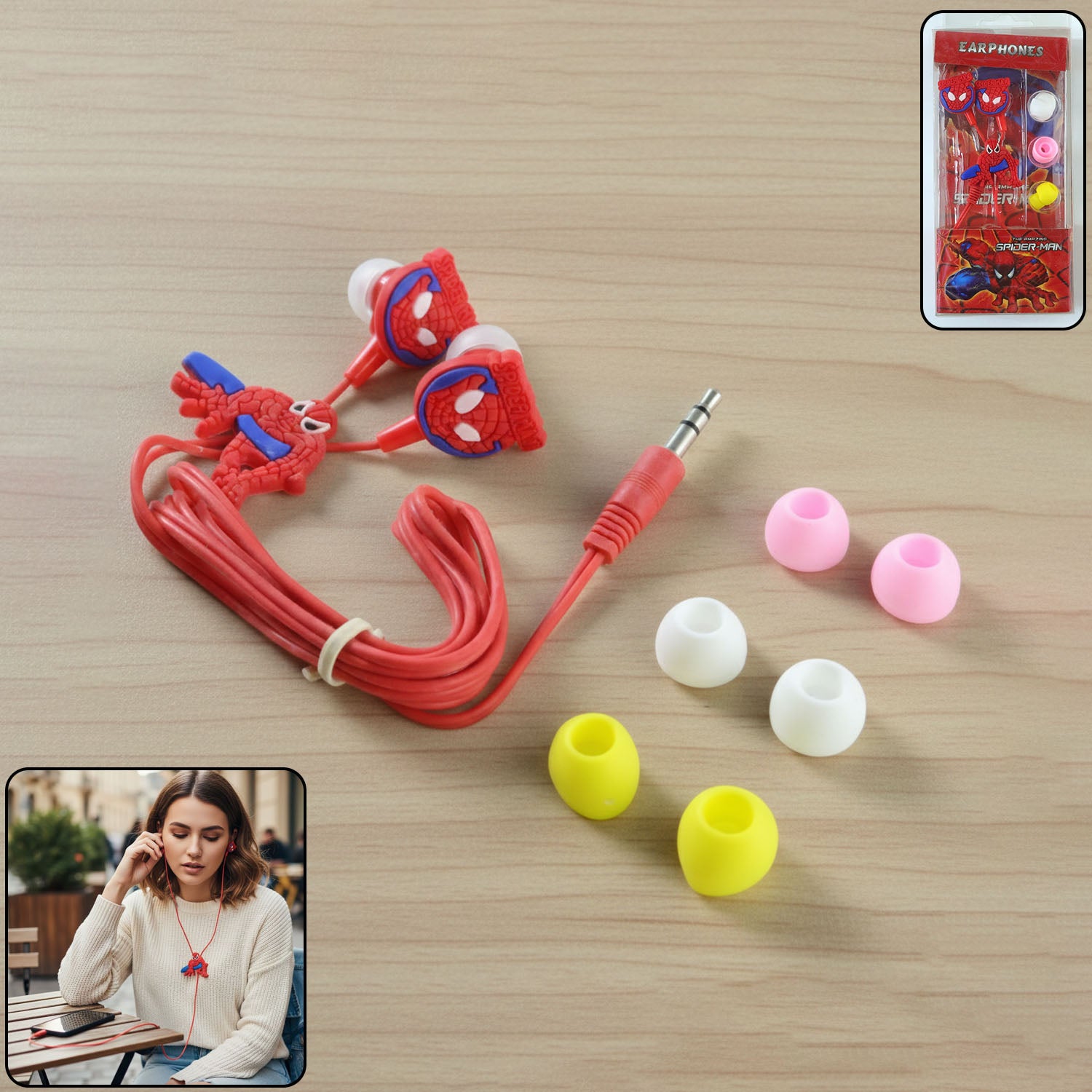 cartoon character wired in ear earphones (1 set)