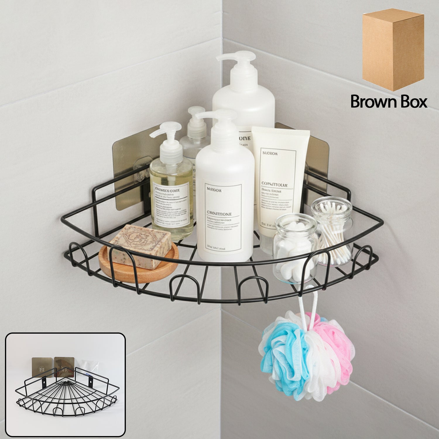 wall mounted corner bathroom storage rack (1 pc)