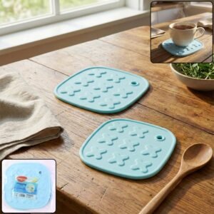 heat resistant multipurpose cup coaster & hot pot pad set (2 pc)