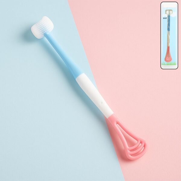 2 in 1 baby tongue cleaner and oral massager stick with soft silicone brush head