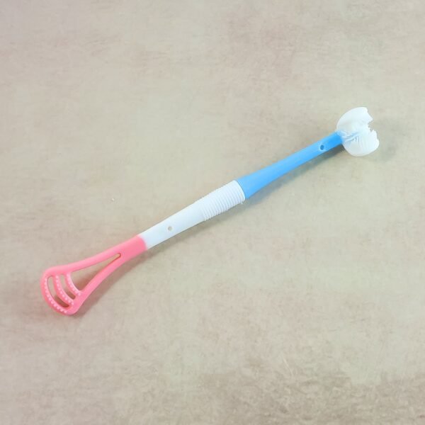 2 in 1 baby tongue cleaner and oral massager stick with soft silicone brush head