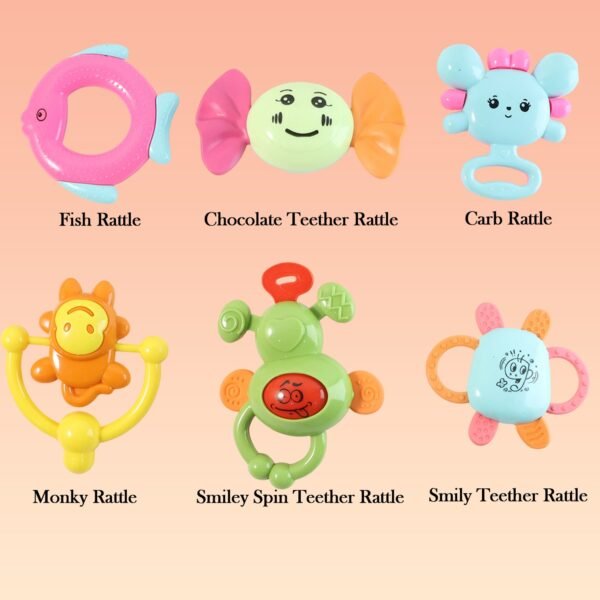 play cart tiny joys rattle toy set â€“ 6 in 1 baby rattles