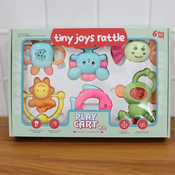play cart tiny joys rattle toy set â€“ 6 in 1 baby rattles