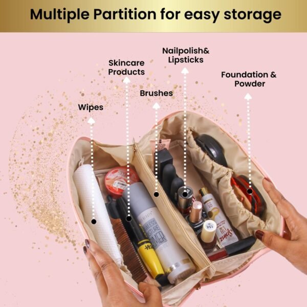 portable multi compartment makeup & toiletry organizer pouch (1 pc)