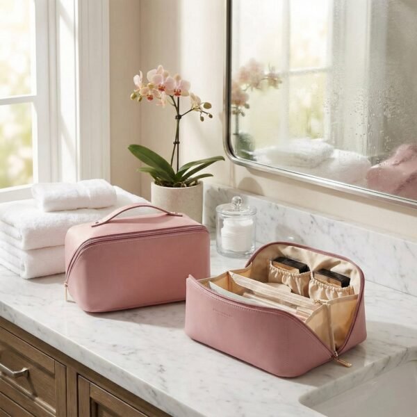 portable multi compartment makeup & toiletry organizer pouch (1 pc)