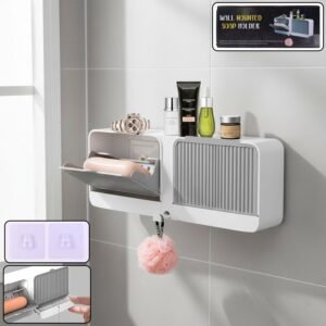 wall mounted 4 compartment bathroom storage & soap holder wall mounted 4 compartment bathroom storage & soap holder
