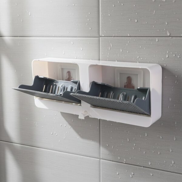 wall mounted 4 compartment bathroom storage & soap holder