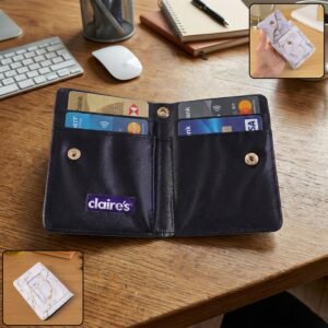 compact marble finish snap button card holder wallet (1 pc) compact marble finish snap button card holder wallet (1 pc)