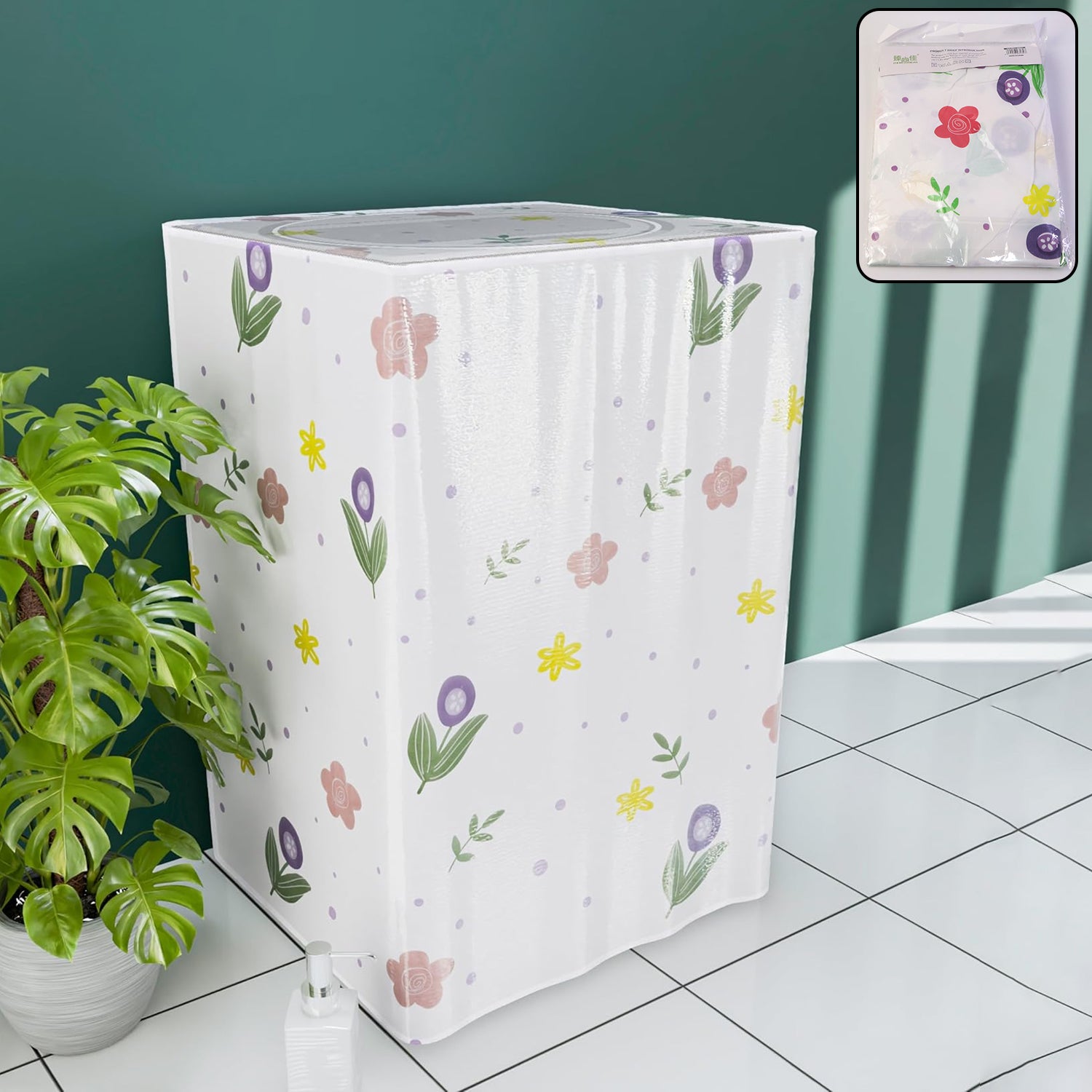 printed protective washing machine cover for top load (55 × 58 × 87 cm)