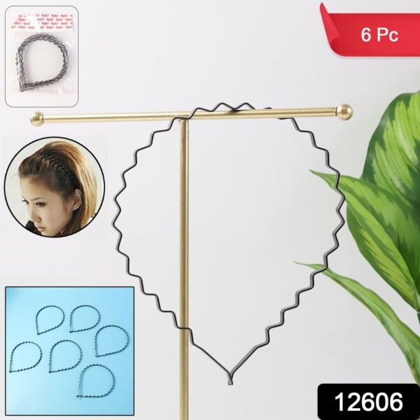 premium metal zigzag hair bands for men & women (6 pc)