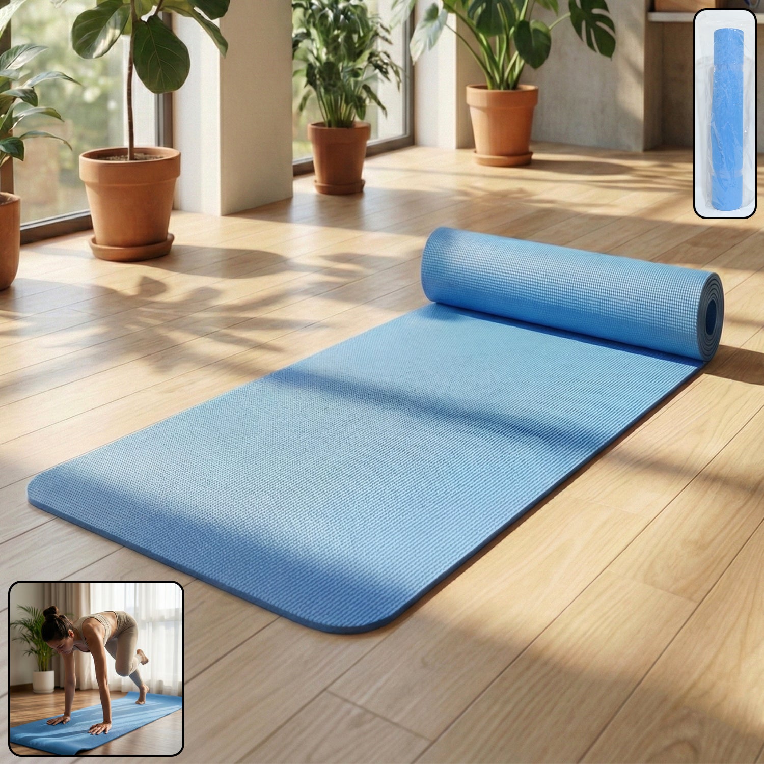 premium non slip yoga & exercise mat (178x60 cm / 1 pc / mix color)