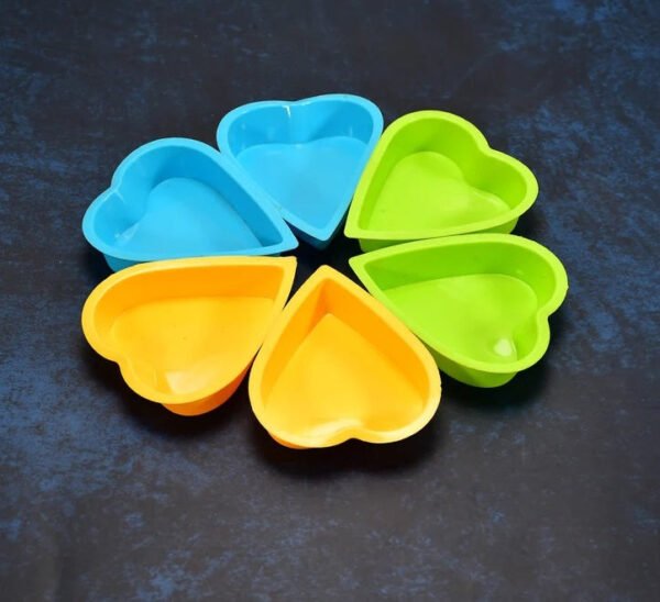 heart shaped silicone cake mold â€“ baking tools & bakeware (pack of 6)