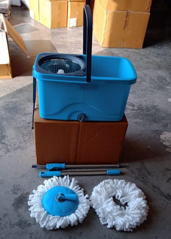quick spin mop â€“ plastic floor cleaner with big bucket & easy wheels