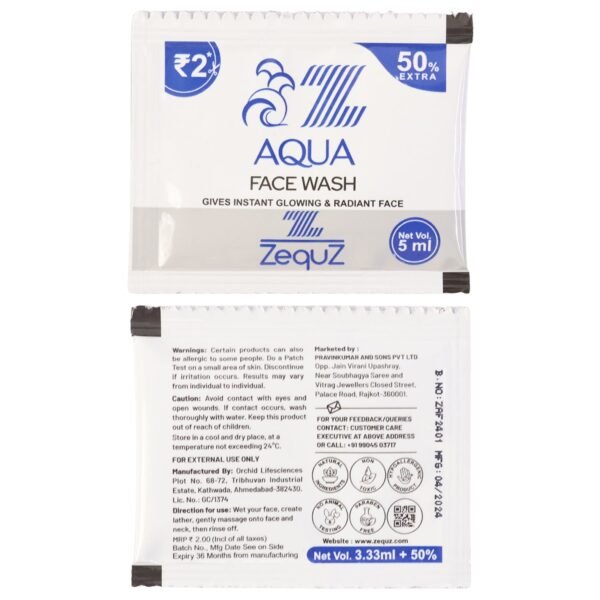 zequz aqua face wash sachet (5 ml / 1 pc)