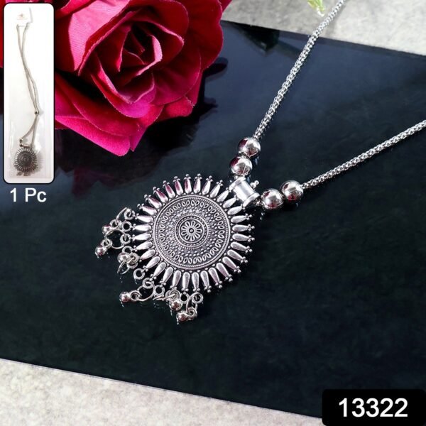 oxidised silver traditional long necklace (1 pc)