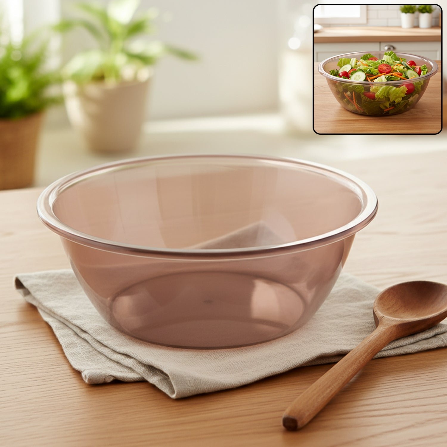 transparent multipurpose mixing and serving bowl (25 x 25 cm, 1 pc)