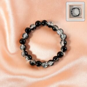 elegant dual tone crystal beaded stretch bracelet (1 pc)