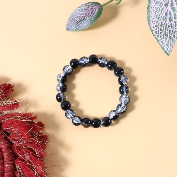 elegant dual tone crystal beaded stretch bracelet (1 pc)