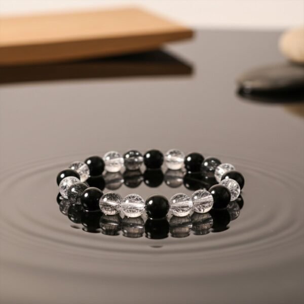 elegant dual tone crystal beaded stretch bracelet (1 pc)