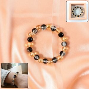elegant dual tone crystal beaded stretch bracelet (1 pc)