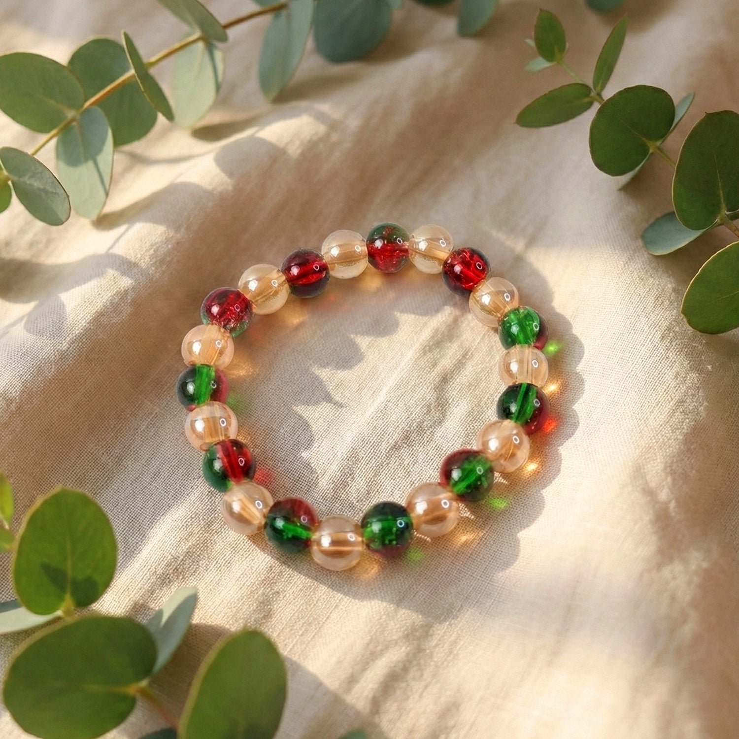 multicolor glossy bead stretch bracelet (1 pc)