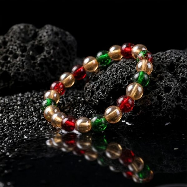 multicolor glossy bead stretch bracelet (1 pc)