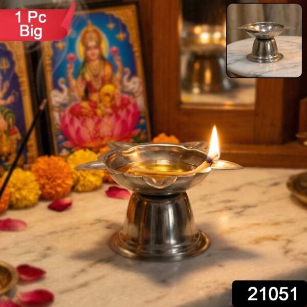 stainless steel sunflower design diya stand (big size) (1 pc)