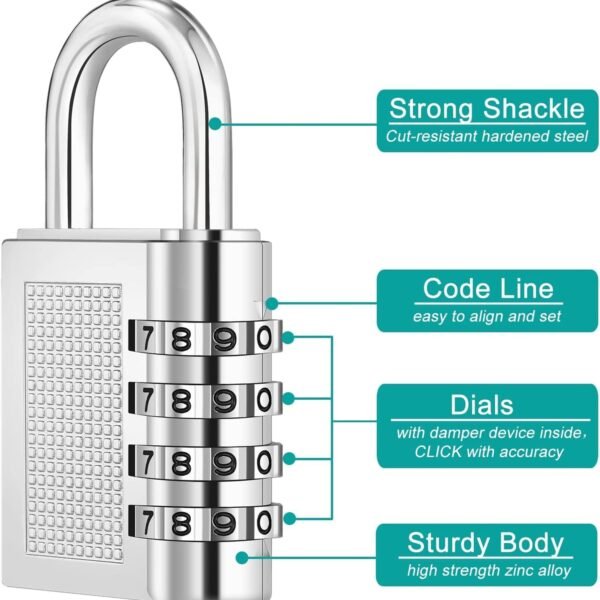 heavy duty 4 digit resettable combination padlock (1 pc)