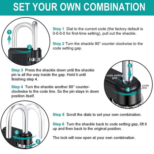 heavy duty 4 digit resettable combination padlock (1 pc)