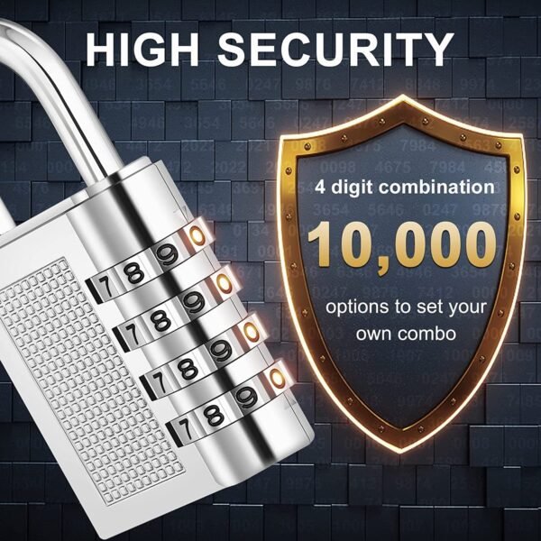 heavy duty 4 digit resettable combination padlock (1 pc)