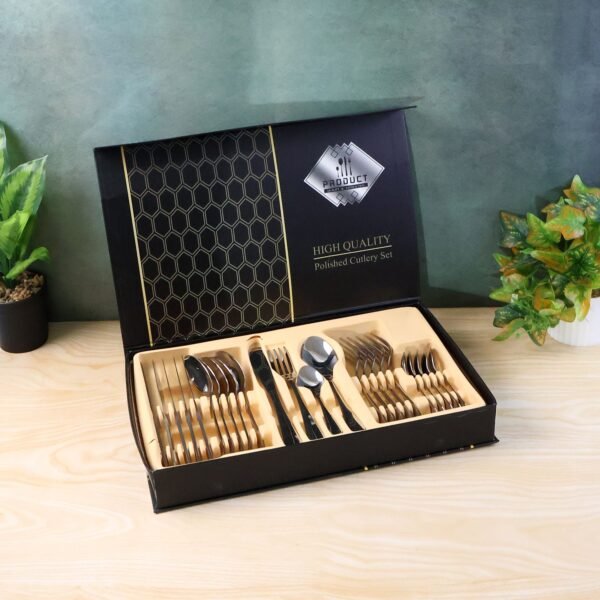 premium stainless steel polished cutlery set (24 pc)