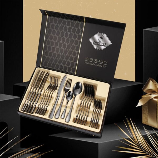 premium stainless steel polished cutlery set (24 pc)