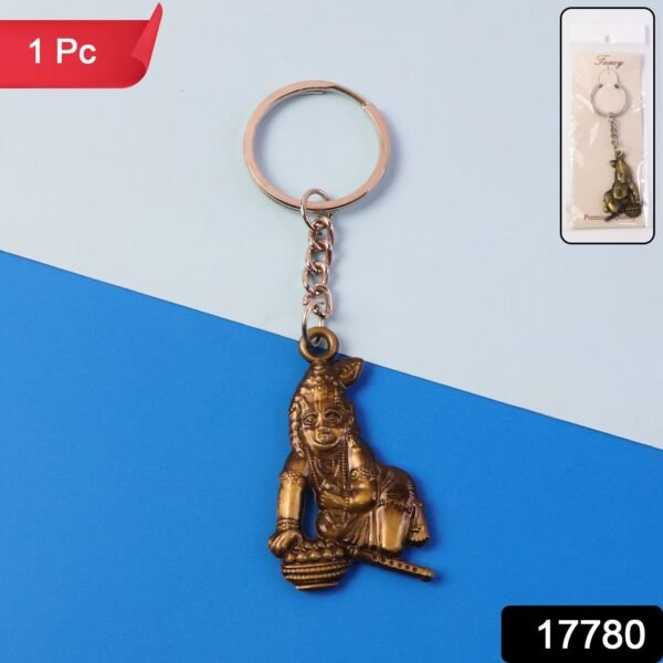 premium antique gold metal bal krishna makhan chor keychain (1 pc)
