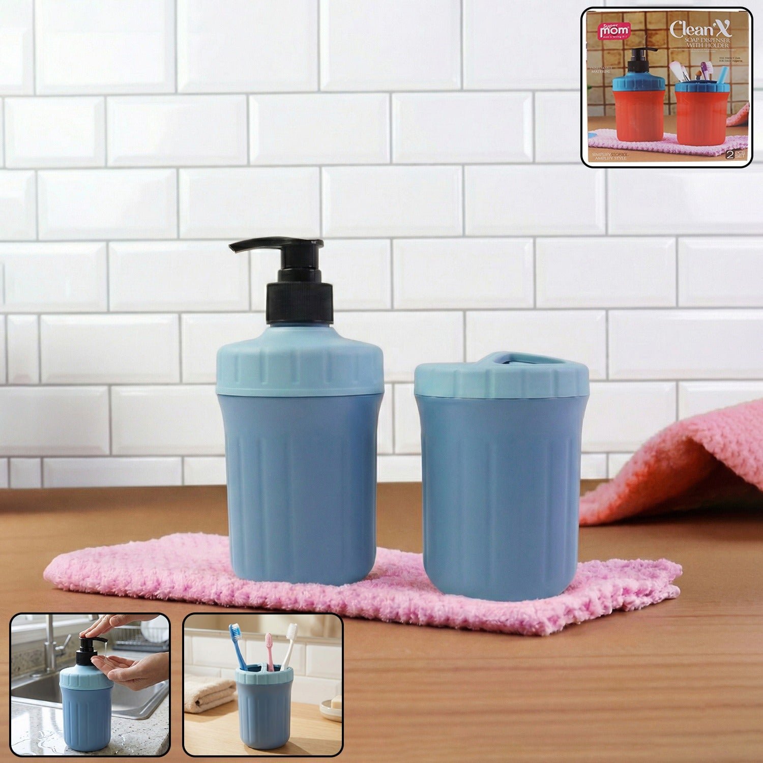 multipurpose soap dispenser with utility holder (1 set)