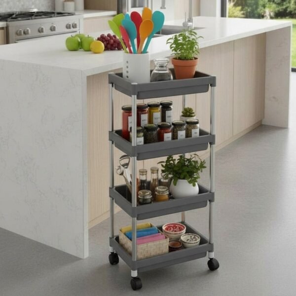 4 layer rolling storage cart with wheels set