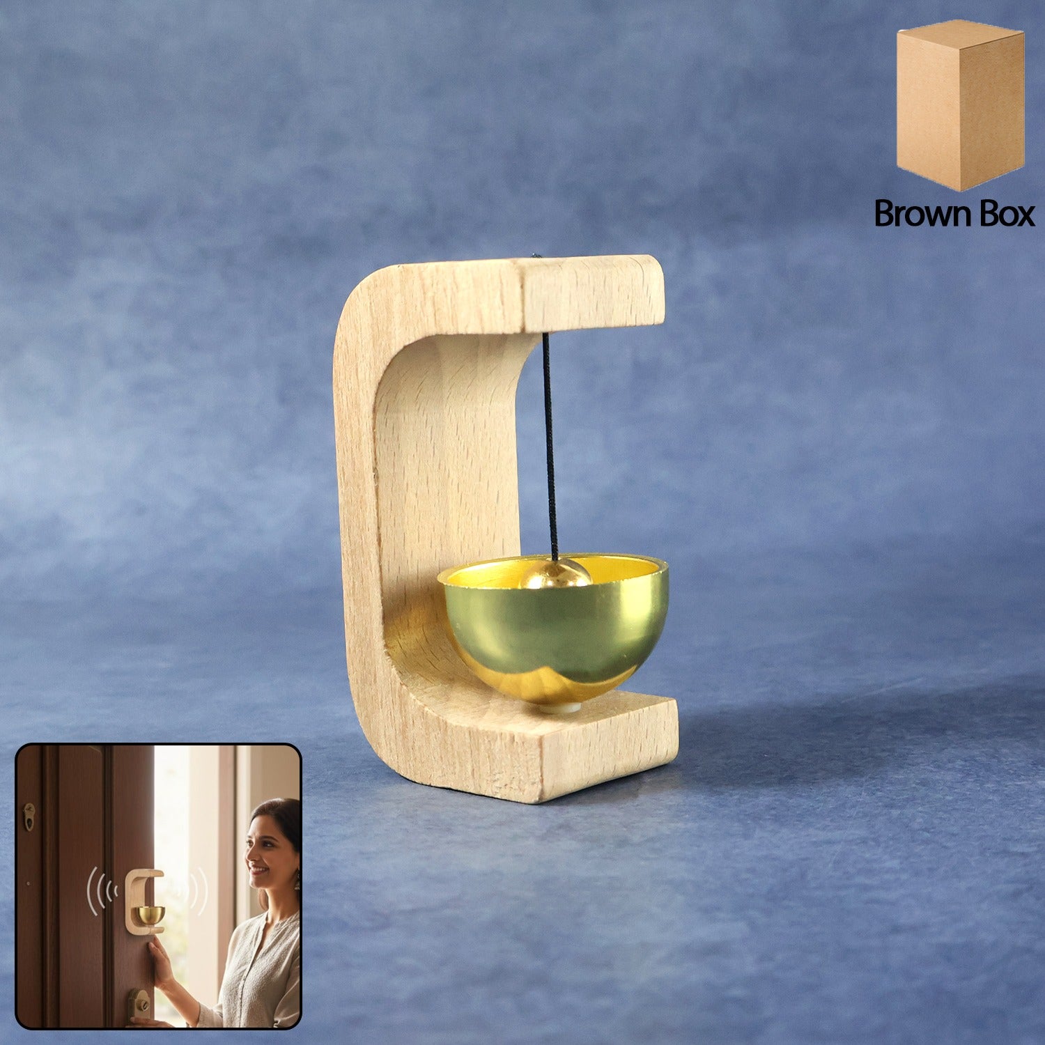 zen bell for meditation with wooden stand (1 pc)