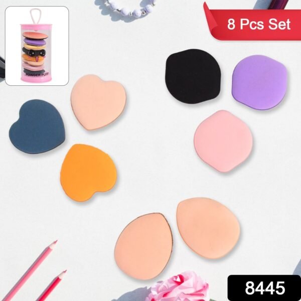mini finger makeup powder puff (multicolour, 8 pcs set)