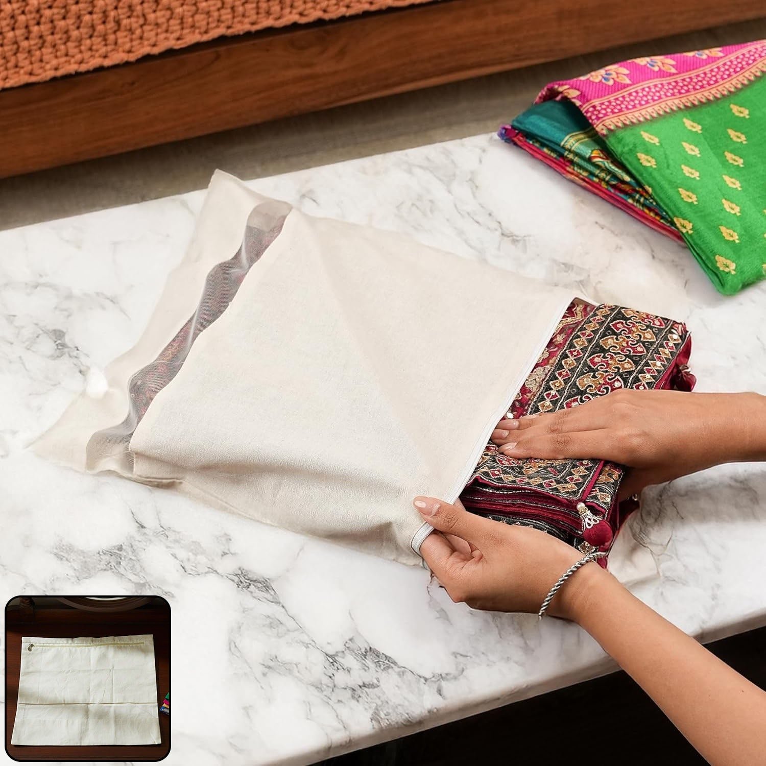 zip closure saree storage bag (14.5×16.5 cm, 1 pc)