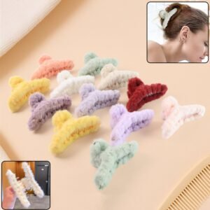 premium soft fur coated hair clutcher clip set (12 pc)