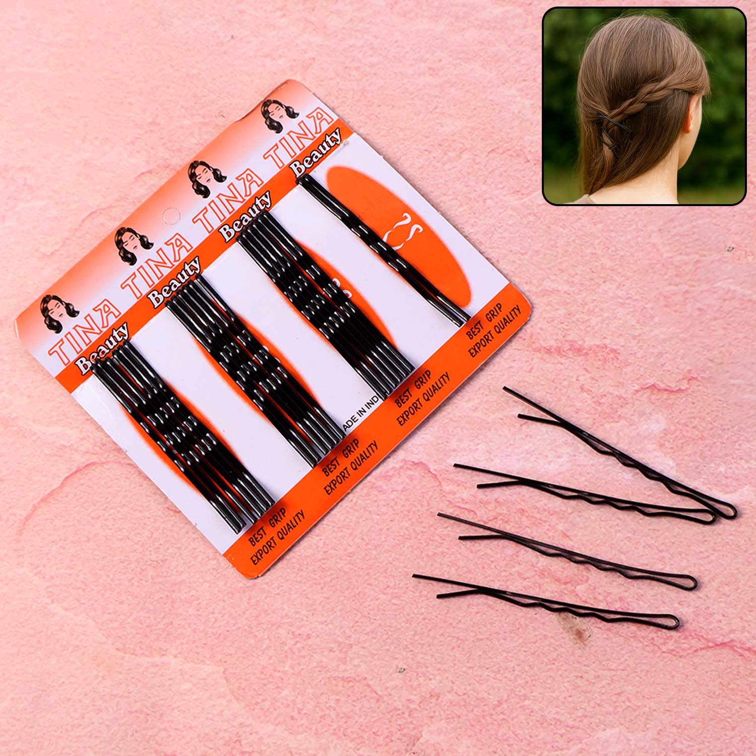 big black hair bobby pins (24 pc)