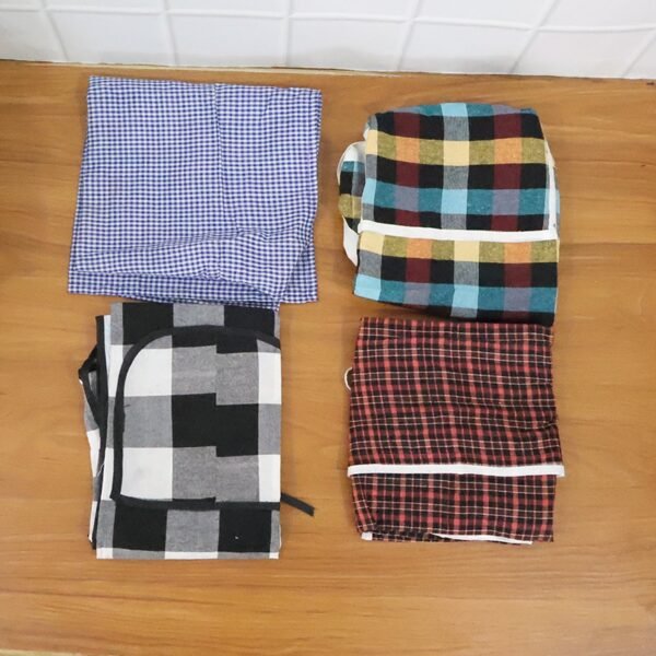 cotton checkered kitchen apron with front pocket (1 pc)