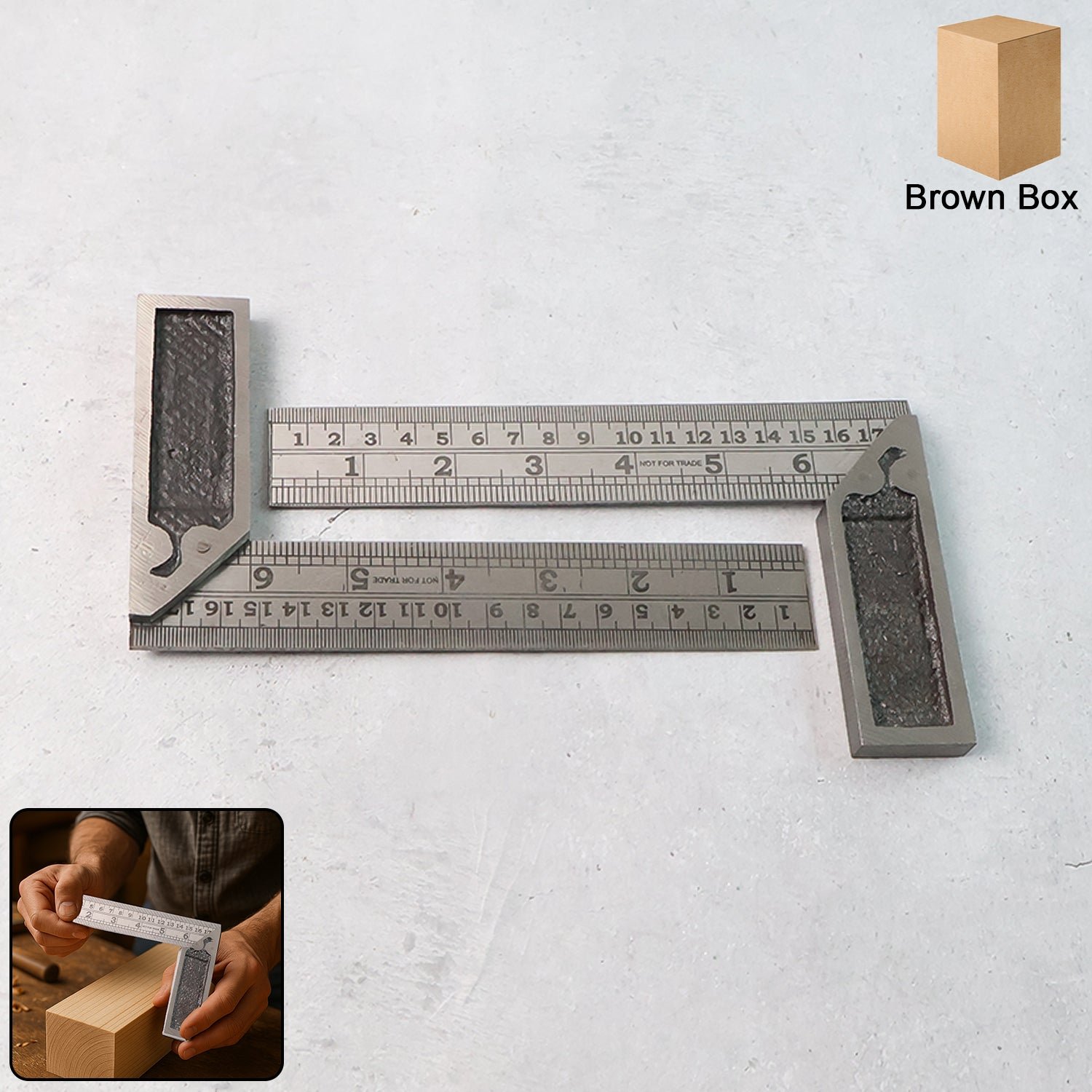 heavy duty metal try square ruler set (2 pc)