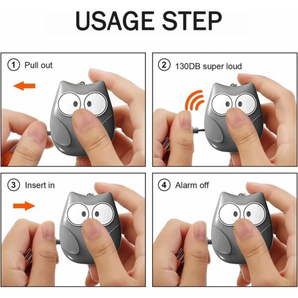portable owl shape personal safety alarm keychain