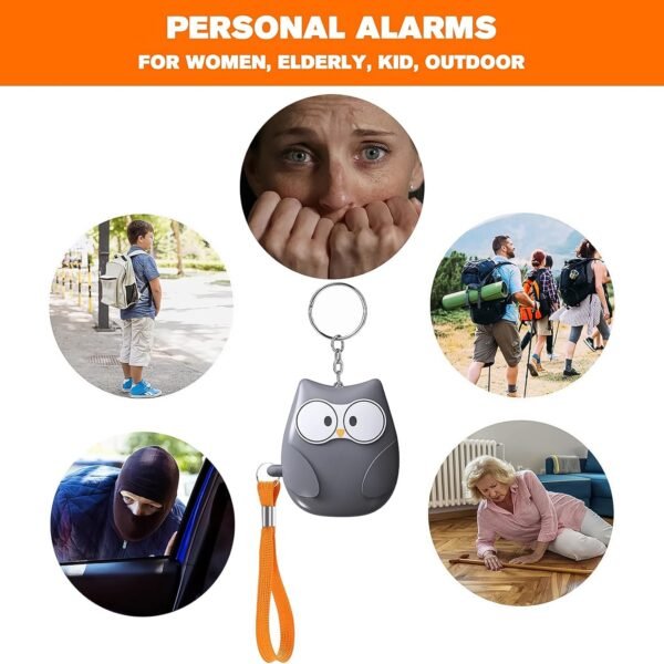 portable owl shape personal safety alarm keychain
