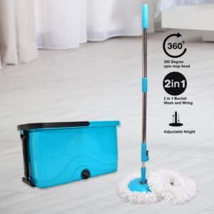quick spin mop – plastic floor cleaner with big bucket & easy wheels
