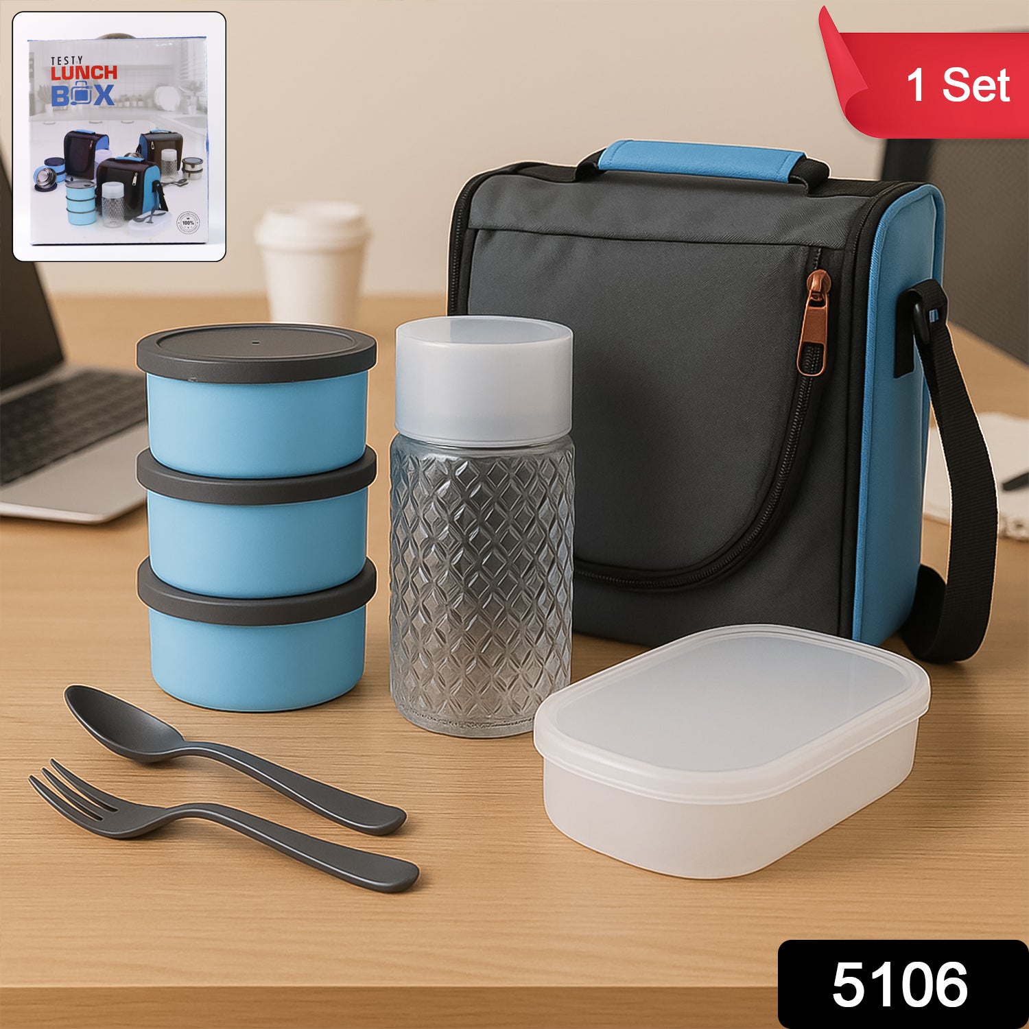 all in one lunch box with fabric bag for office & school